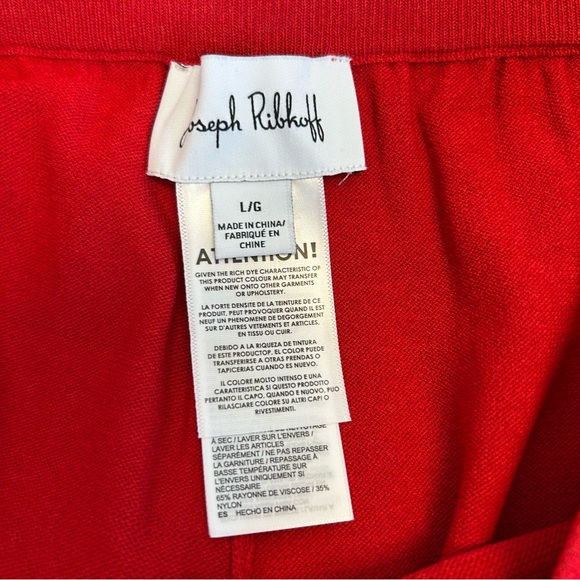 Joseph Ribkoff Red Sweater Knit Culotte crop pants with Pointelle Detail L NWOT - Picture 11 of 14